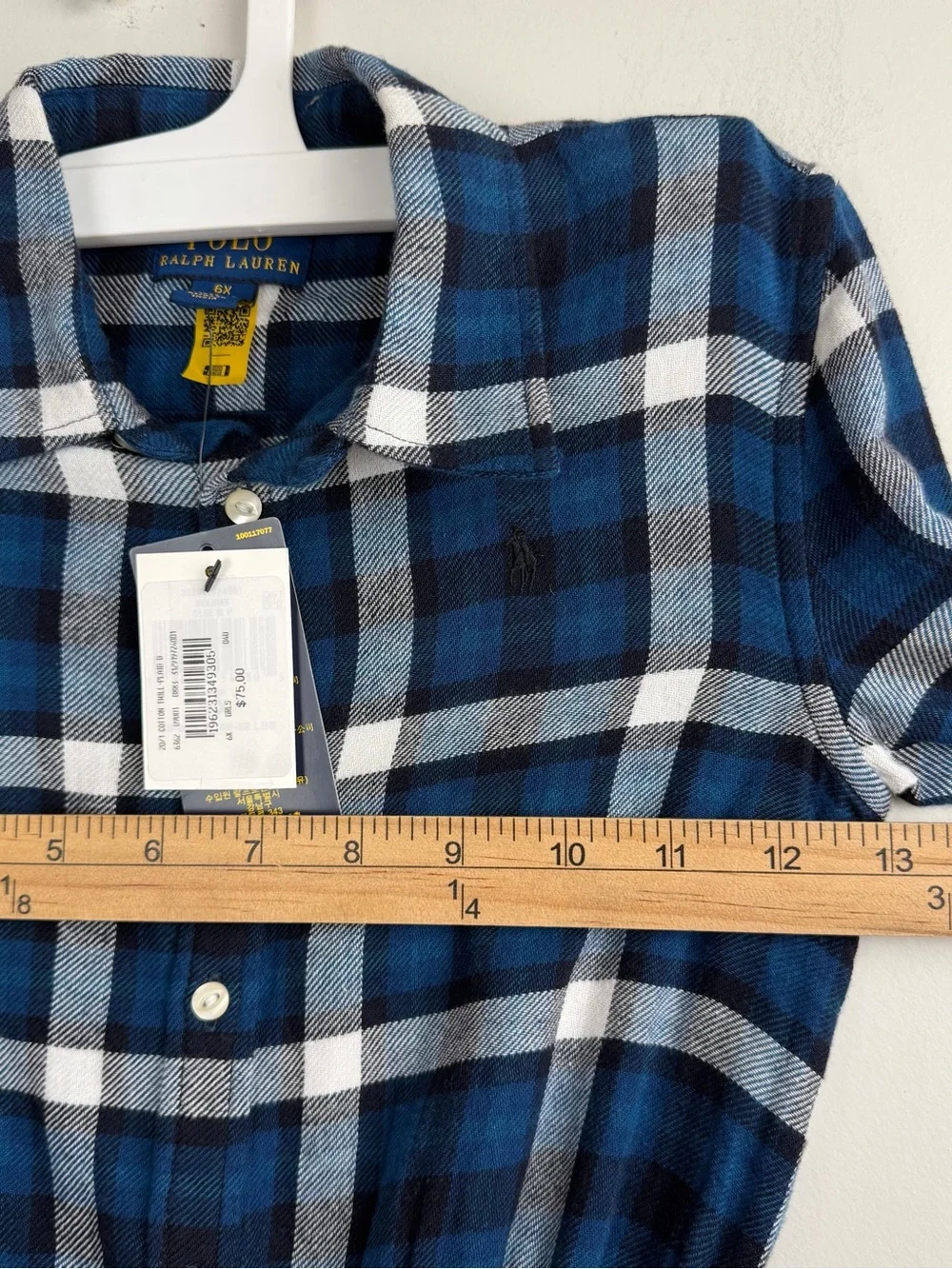 Polo Ralph Lauren Girls Size 6 Blue Plaid Flannel Tiered Shirt Dress Kids NWT
